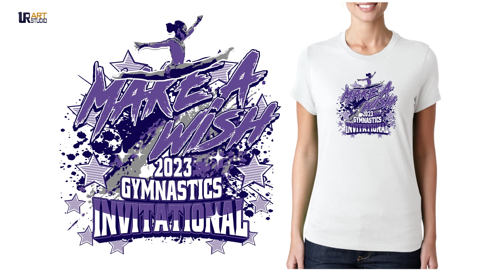 MAKE A WISH GYMNASTICS INVITATIONAL VECTOR LOGO DESIGN FOR PRINT My