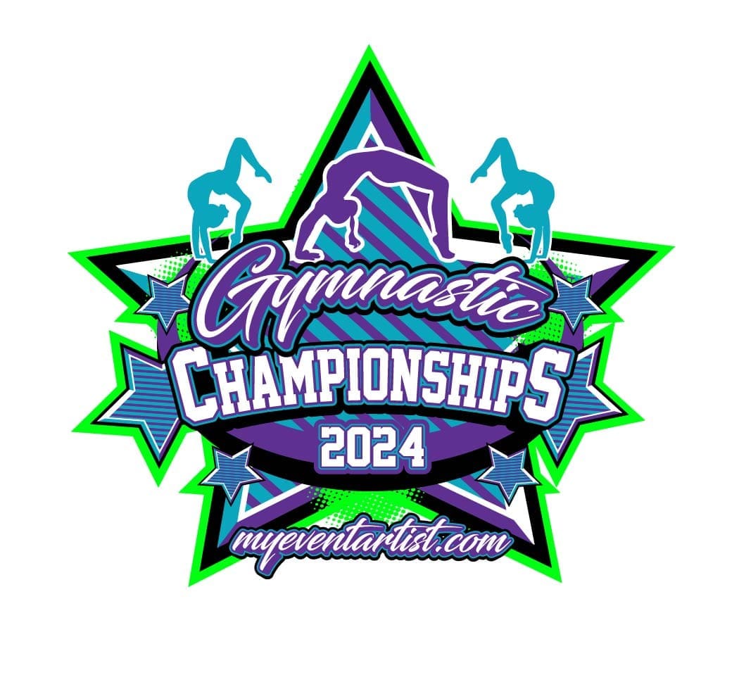 GYMNASTIC CHAMPIONSHIPS VECTOR LOGO DESIGN FOR PRINT - My Event Artist, image size:1050x959