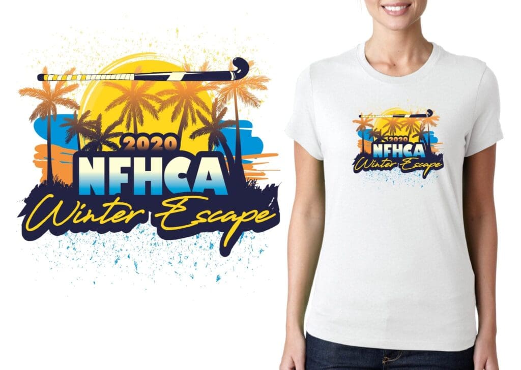 NFHCA WINTER ESCAPE FIELD HOCKEY VECTOR LOGO DESIGN FOR PRINT My