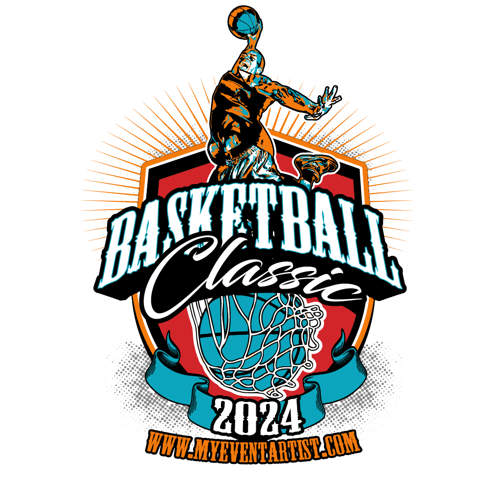 BASKETBALL EVENT BASKETBALL CLASSIC LOGO DESIGN FOR PRINT My Event Artist