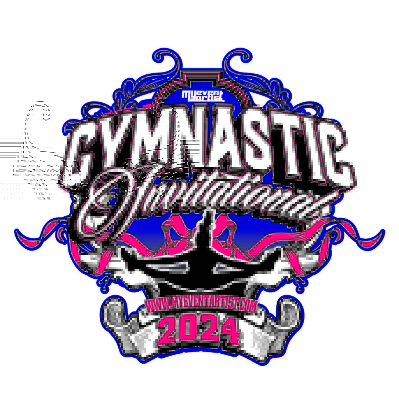 GYMNASTIC INVITATIONAL VECTOR LOGO DESIGN FOR PRINT - My Event Artist, image size:1376x1376