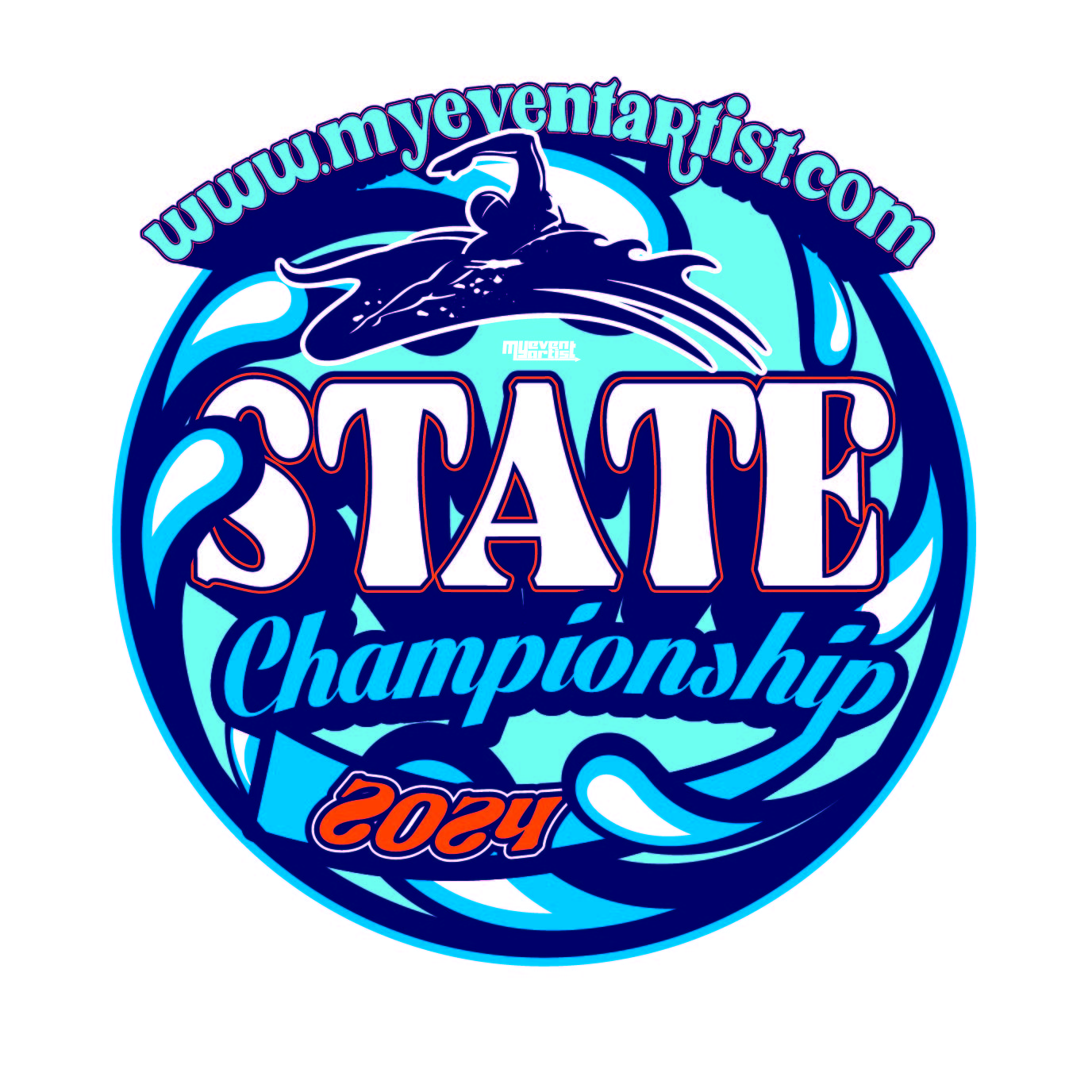 Swimming State Championship Event Logo Design For Print 